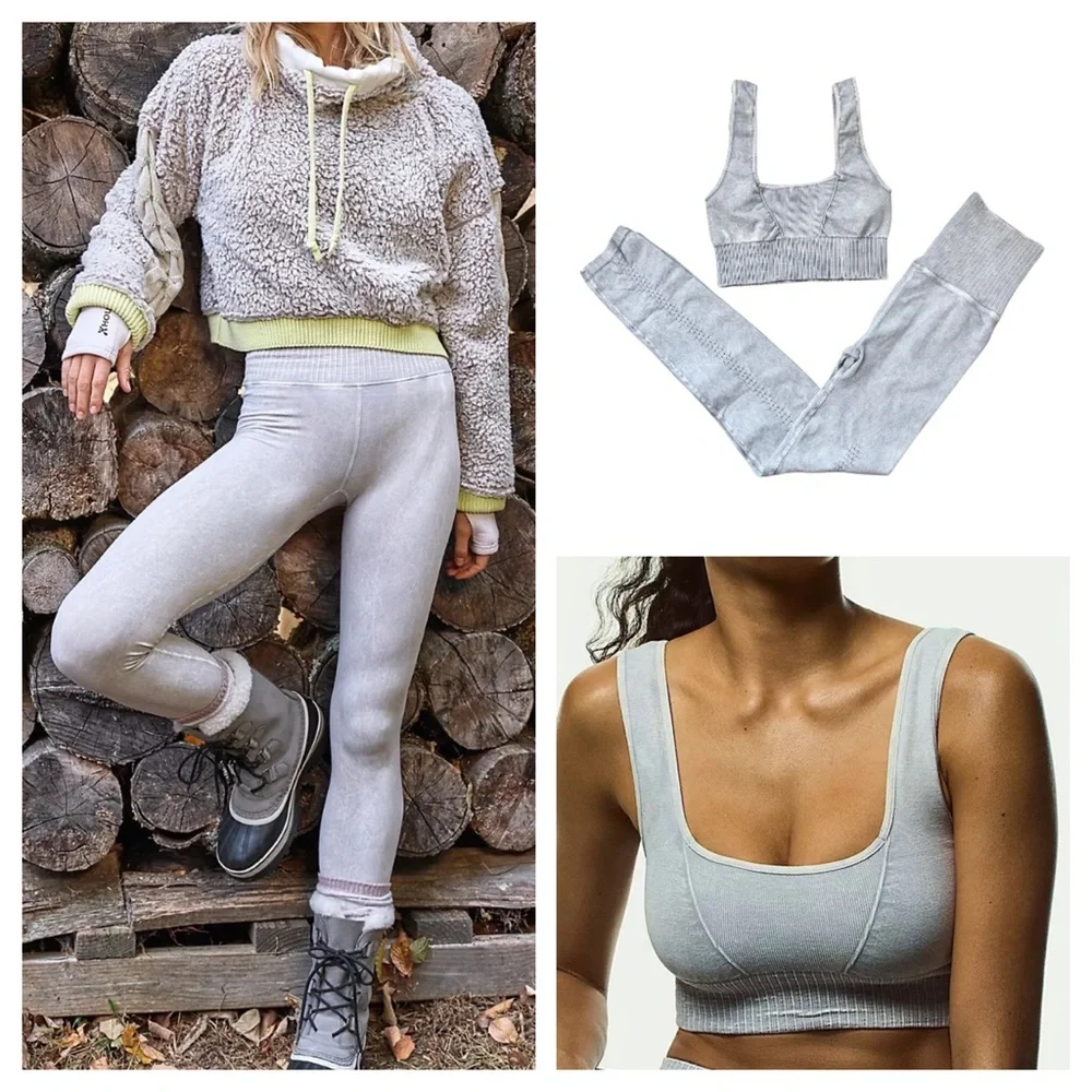 NEW Free People Movement Good Karma Leggings & Square Neck Bra